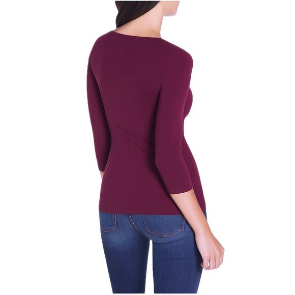 WHBM Burgundy Merlot 3/4 Sleeve Essential Seamless Tee Size Small  πβ¨π· - Picture 4 of 9